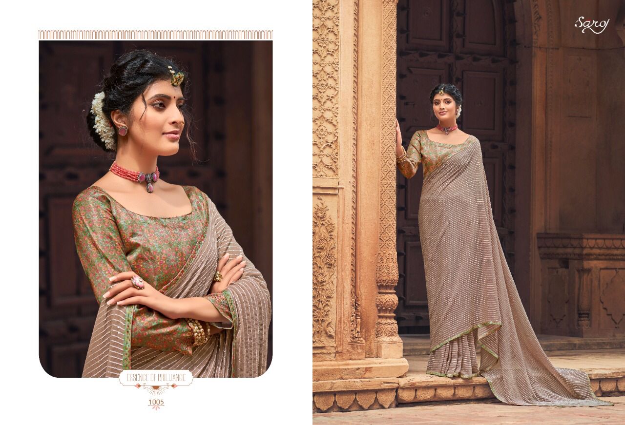 Saroj Falak Latest Festive Party Wear Georgette Heavy Saree Collection